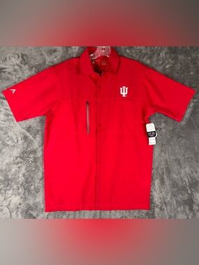 Antigua Game Day IU Hoosiers Button Up Short Sleeve Shirt Size Small